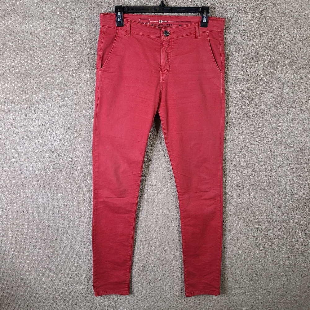 Levis Pants Womens 28 Red Chino Slim Straight Flat Front Office Casual Stretch